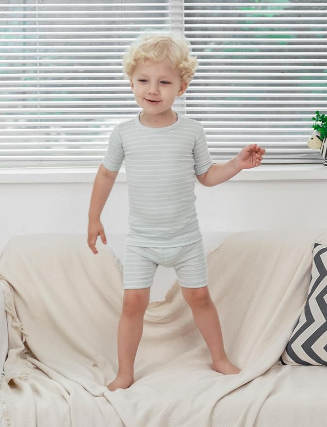 AVAUMA Stripe Pattern Baby Boys Girls Pajama Set Kids Toddler Snug fit Ribbed - Image 4