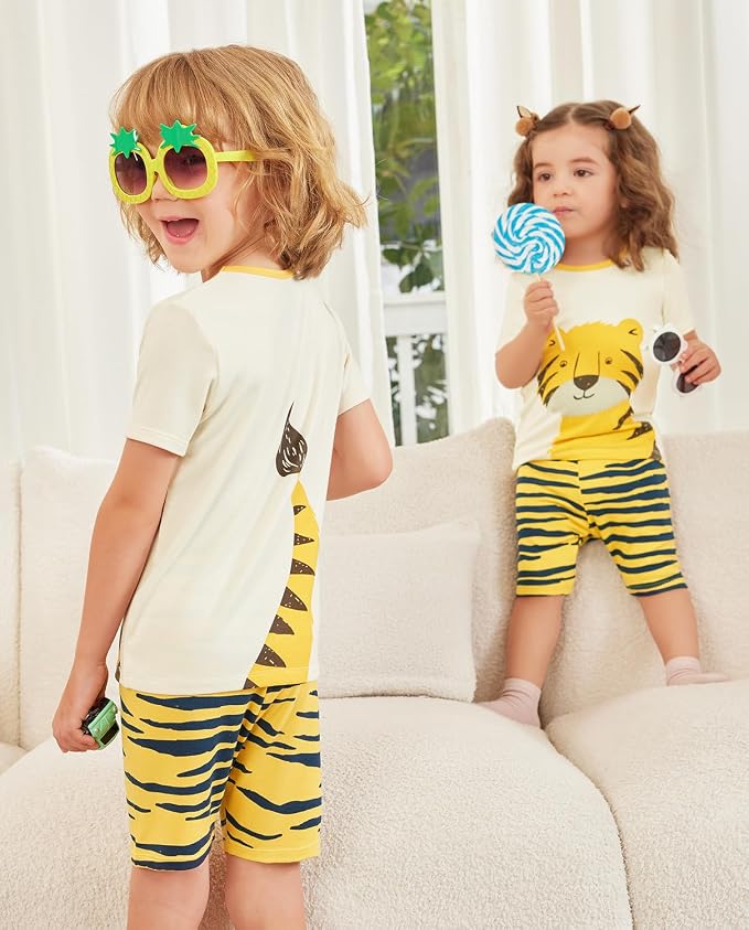 babee Reshinee Bamboo Viscose Toddler Boys Pajamas Set, Short Sleeve Kids - Image 2