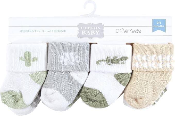 Hudson Baby Baby 8-pack Cotton Rich Newborn and Terry Socks - Image 2
