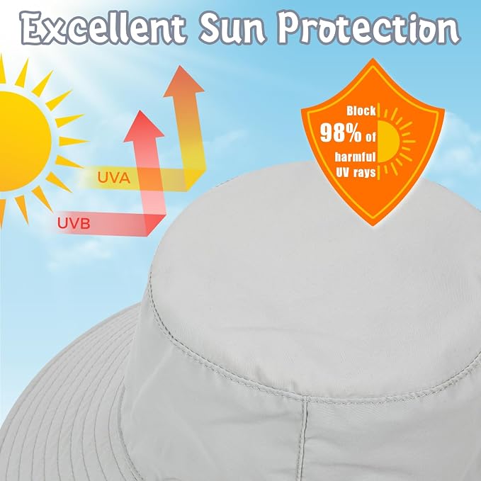 Baby Sun Hat Kids Summer Sun Protection Toddler Bucket Hat Wide Brim Adjustable - Image 5