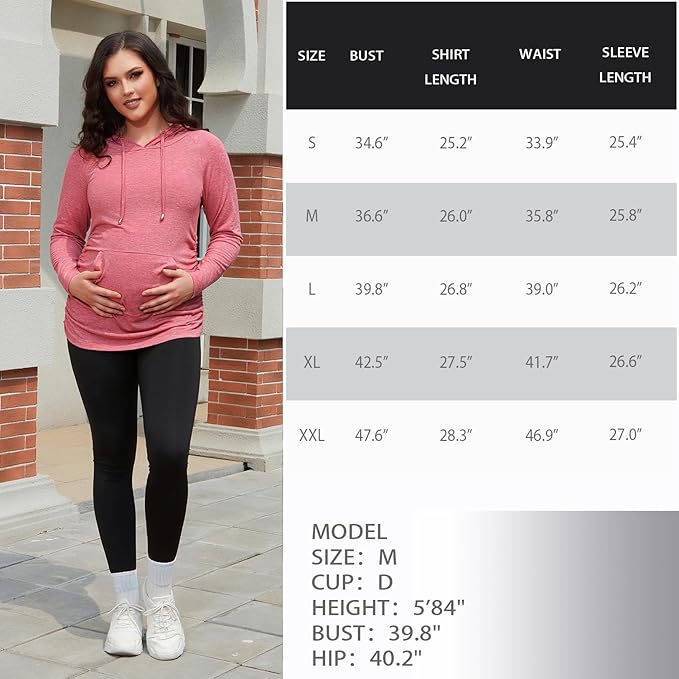 GINKANA Maternity Hoodie Long Sleeves Shirts Casual Maternity Top Pregnancy Sweatshirt Casual Clothes