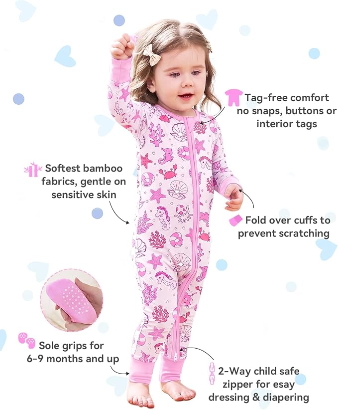 babee Reshinee Viscose Derived from Bamboo Baby Footie Pajamas Convertible - Image 2