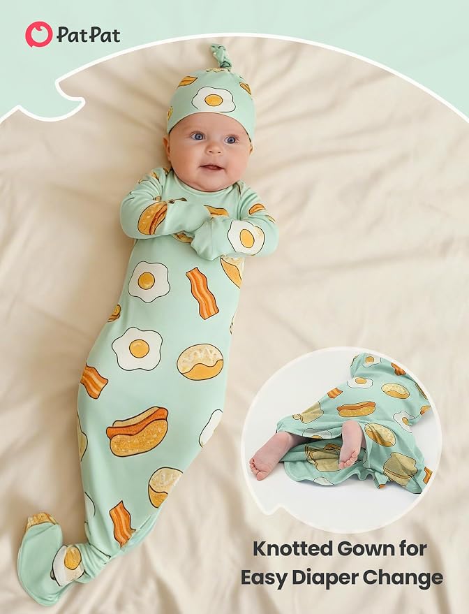PATPAT Baby Sleeper Gown with Hat - Image 4