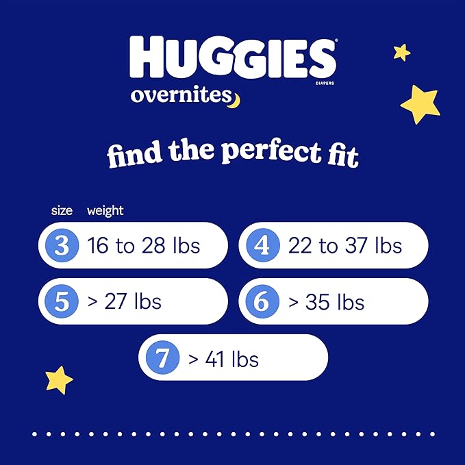 Huggies Size 4 Overnites Baby Diapers: Overnight Diapers, Size 4 (22-37 lbs), 100 Ct, Packaging May Vary