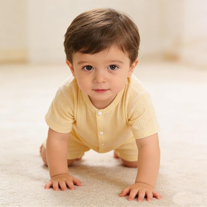 AMIYAN Unisex Baby Cotton Romper Boys Short Sleeve One-Piece Jumpsuit Infant - Image 3