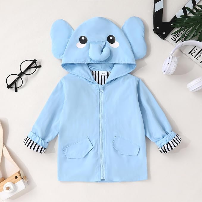 YOUNGER TREE Toddler Baby Boy Girl Duck Raincoat Cute Cartoon Hoodie Zipper - Image 3
