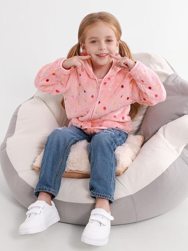 Toddler Baby Girl Fleece Jackets Fall Clothes Hooded Zip Fuzzy Coats - Image 7