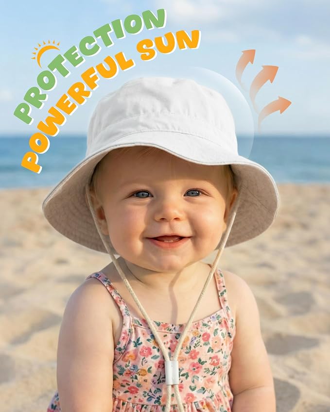 Baby Sun Hat for Toddler Kids Bamboo Rayon Bucket Hat Summer Beach Sun - Image 3