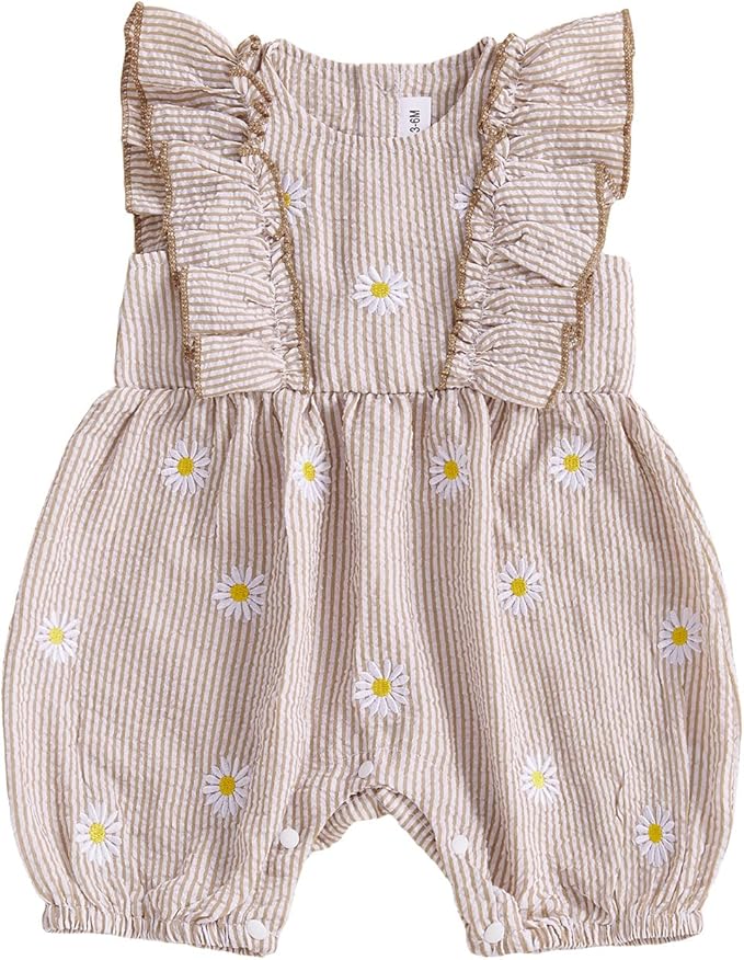 FOCUSNORM Newborn Baby Girl Summer Clothes Daisy Flying Sleeve Jumpsuit Romper by FOCUSNORM