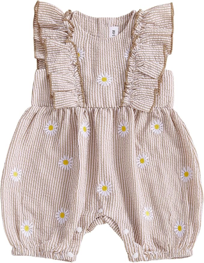FOCUSNORM Newborn Baby Girl Summer Clothes Daisy Flying Sleeve Jumpsuit Romper by FOCUSNORM