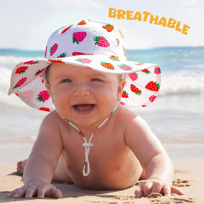 HONGTEYA Baby Sun Hat Wide Brim Adjustable Toddler Beach Bucket Hat | Soft - Image 2