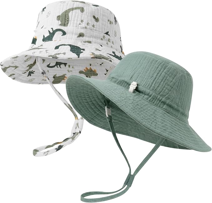 Play Tailor 2 Pack Newborn Baby Sun Hat Breathable Muslin Cotton Cap 0-24M | by PlayTailor