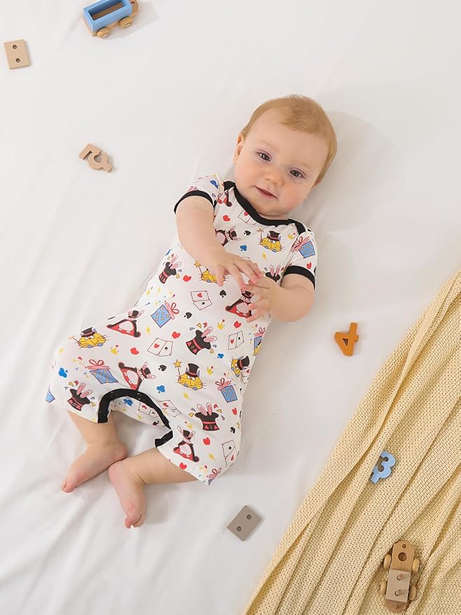 GUISBY Baby Rayon Romper Pajamas, 0-24M | Silky Soft Feel，Snap Closure，Footless - Image 6