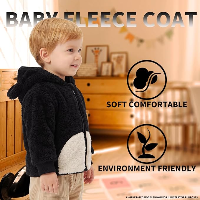 Baby Girl Winter Warm Fleece Jacket Toddler Boy Sherpa Infant Sweater Coat | - Image 3