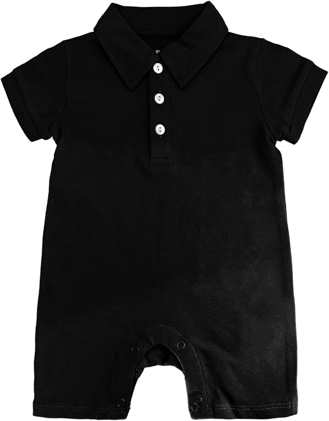 DEFAHN Baby Boy Polo Romper Short Sleeve Collared One-Piece Outfit 0-24M by DEFAHN