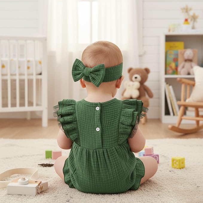 TITKKOP Ruffle Bubble Romper for Baby Girl | One-Piece Shorts Jumpsuit | Summer - Image 7