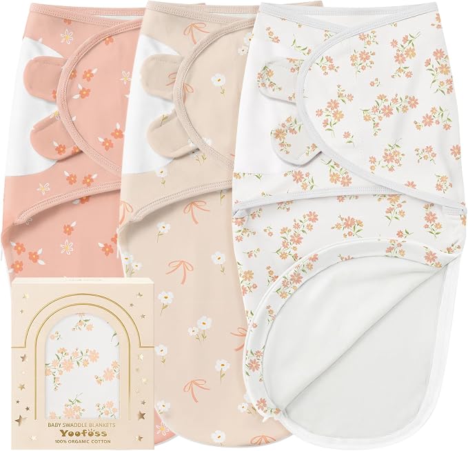 Yoofoss Baby Swaddles for Newborns 100% Organic Cotton, 0-3 Months 2 Zippers by YOOFOSS