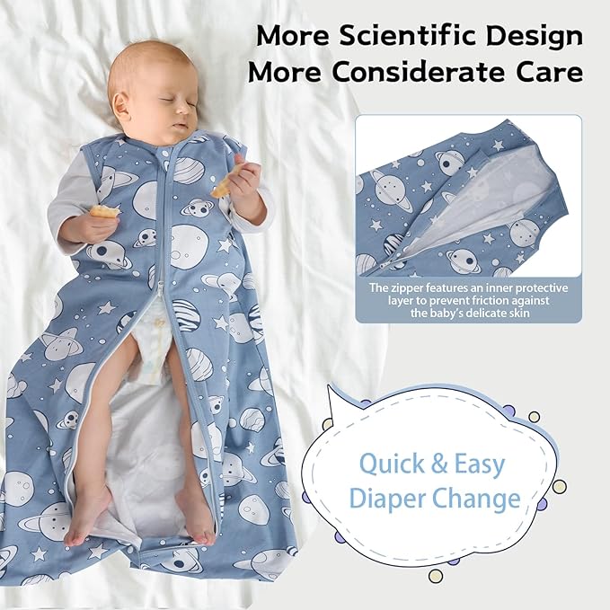 3 Pack Baby Sleep Sack 18-24 Months 100% Cotton TOG 0.5 Baby Sleeping Bag 2-Way Zipper Toddler Wearable Blankets Comfy Stretchy Summer Sleep Sacks