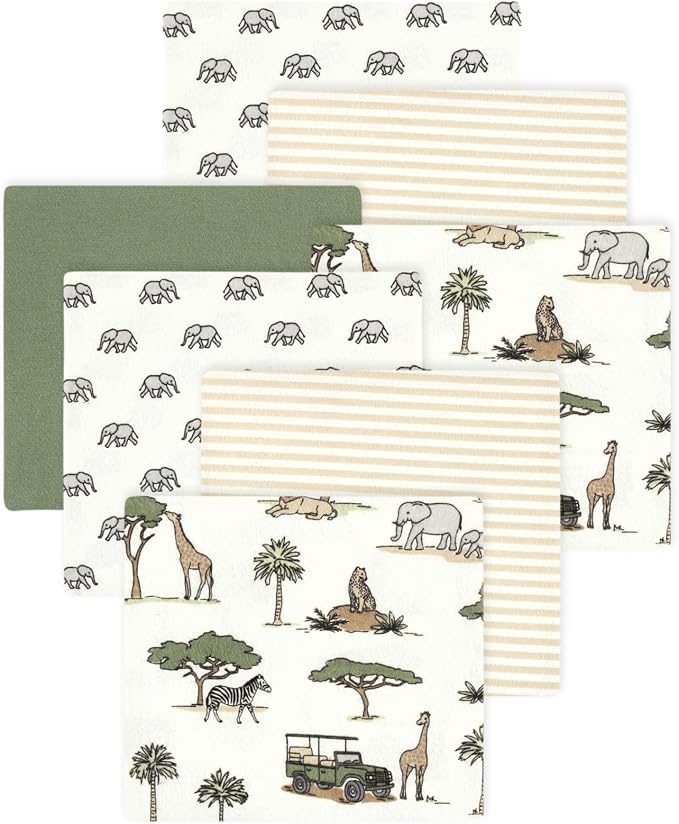 Little Treasure Hudson Baby Cotton Poly Flannel Receiving Blankets Multipack by HudsonBaby