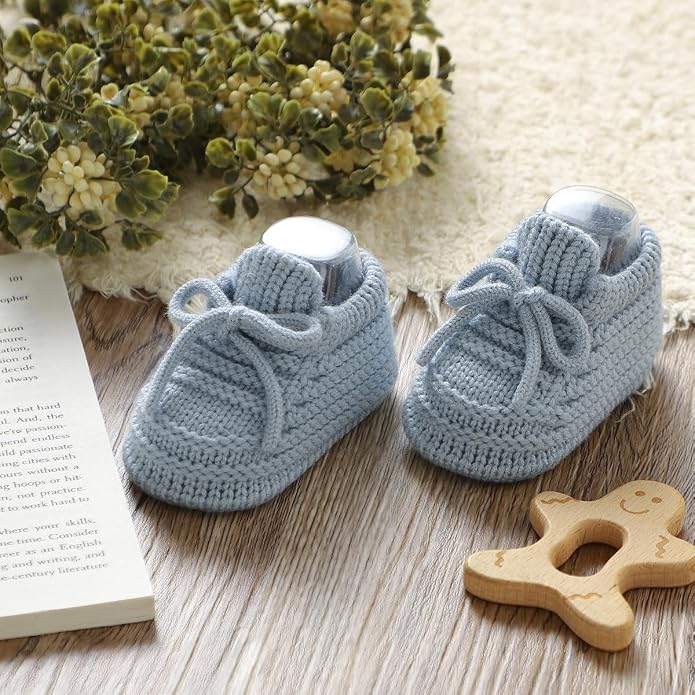 Neiwech Baby Booties Newborn Cozy Soft Warm Knitted Crib Shoes - Image 3