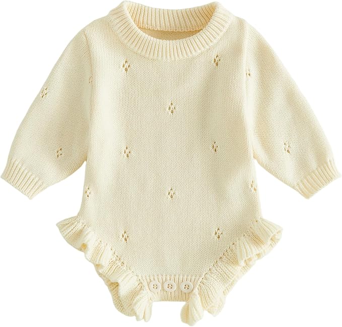 Mubineo Baby Girl Fall Winter Clothes Basic Plain Cute Sweater Romper Outfit by Mubineo