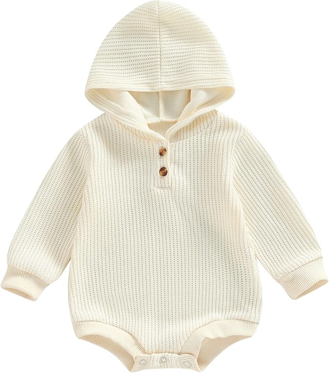 Thorn Tree Newborn Baby Boys Hooded Sweatshirt Long Sleeve Solid Romper Infant by ThornTree