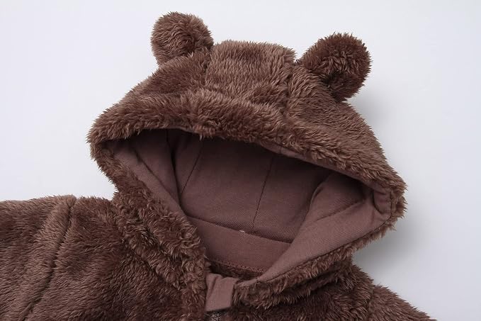Baby Furry Jumpsuit Infant Bear Onesies Zipper Long Sleeve One-Piece Romper - Image 3