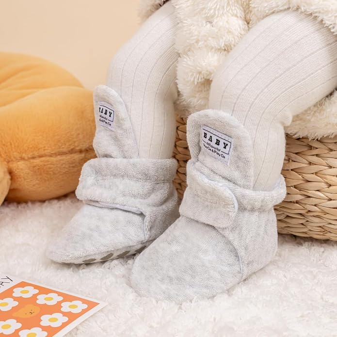 Sawimlgy Newborn Infant Baby Girl Boy Cotton Booties Stay On Sock Slippers Soft - Image 2