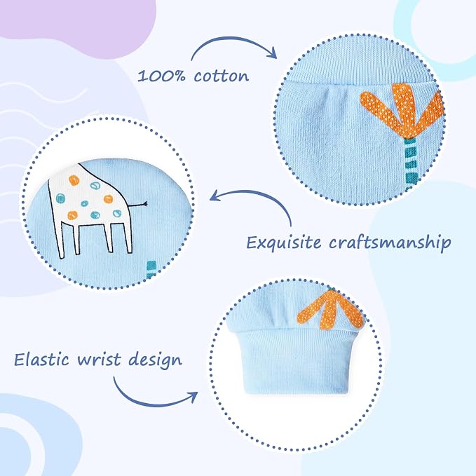 8 Pairs Baby Mittens No Scratch, Cotton Newborn Gloves Infant Mittens - Image 2