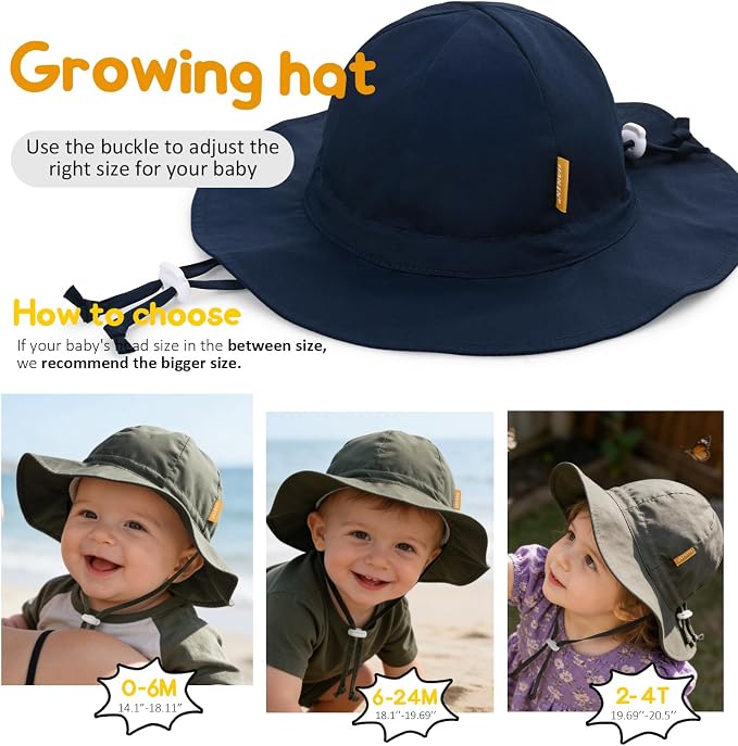 Baby Girl Sun Hat with UPF 50+ Outdoor Adjustable Toddler Beach Hat with Wide - Image 6