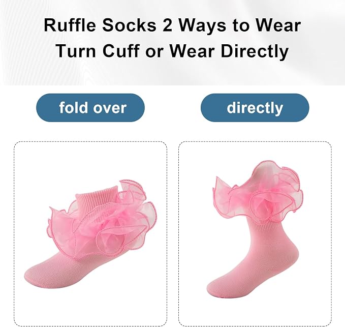Baby Girl Ruffle Socks Cute Infant Lace Frilly Fancy Dress Socks - Image 7