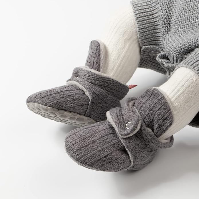 Infant Baby Boys Girls Cozy Fleece Booties Stay on Slippers Non Slip Soft - Image 2