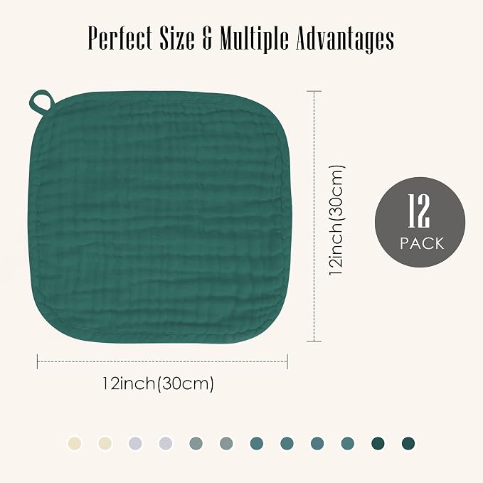 Baby Washcloths -100% Cotton Muslin Soft Baby Bath Wash Cloths and Absorbent - Image 3
