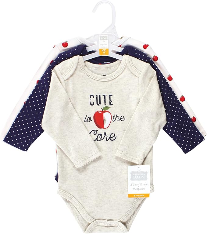 Hudson Baby Baby Girls' Cotton Long-sleeve Bodysuits 3-pack - Image 2