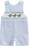 Newborn Baby Boys Sleeveless Seersucker Romper One Piece Straps Overalls by Arvbitana