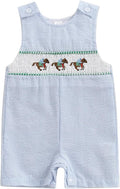 Newborn Baby Boys Sleeveless Seersucker Romper One Piece Straps Overalls by Arvbitana
