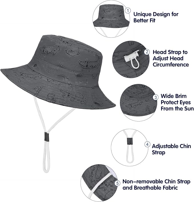 Komorebi Toddler Sun Hat UPF 50+ Kids Beach Bucket Hats Boys Girls 0-8Y | Cute - Image 4