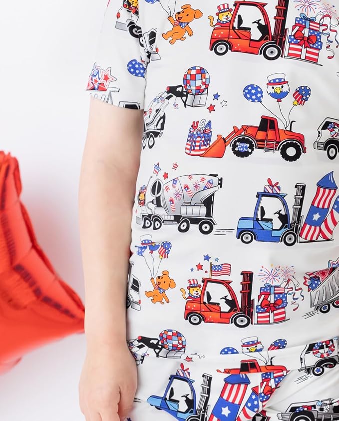 babee Reshinee Bamboo Viscose Toddler Boys Pajamas Set, Short Sleeve Kids - Image 9