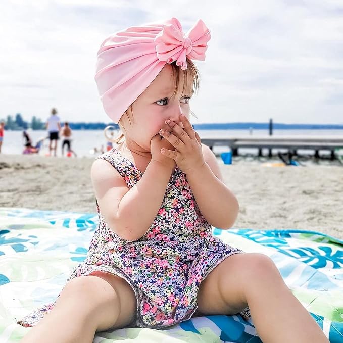 DRESHOW BQUBO 5 Pieces Newborn Baby Turban Hats Bow Baby Infant Beanie - Image 4
