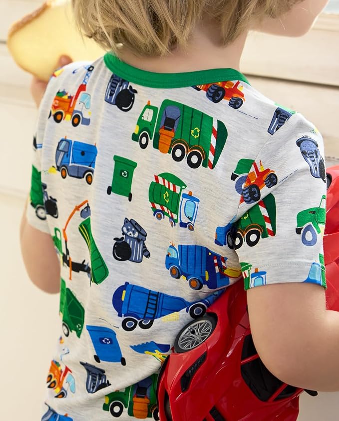 babee Reshinee Bamboo Viscose Toddler Boys Pajamas Set, Short Sleeve Kids - Image 4