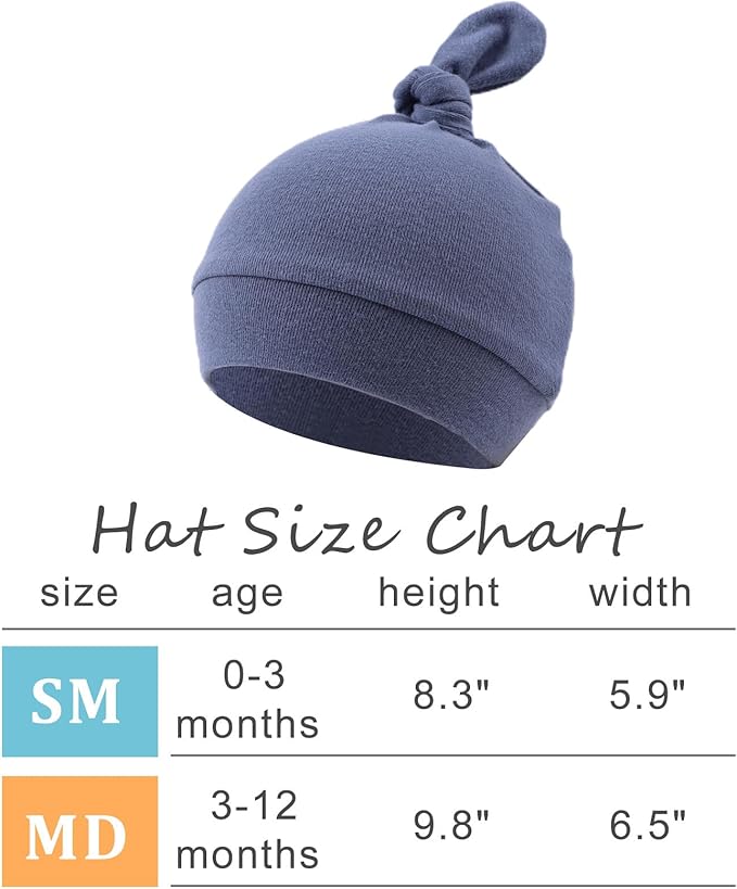 JANGANNSA Newborn Baby Hat Infant Baby Boys Beanie Top Knot Stretchy Hats for Girls 100% Organic Cotton
