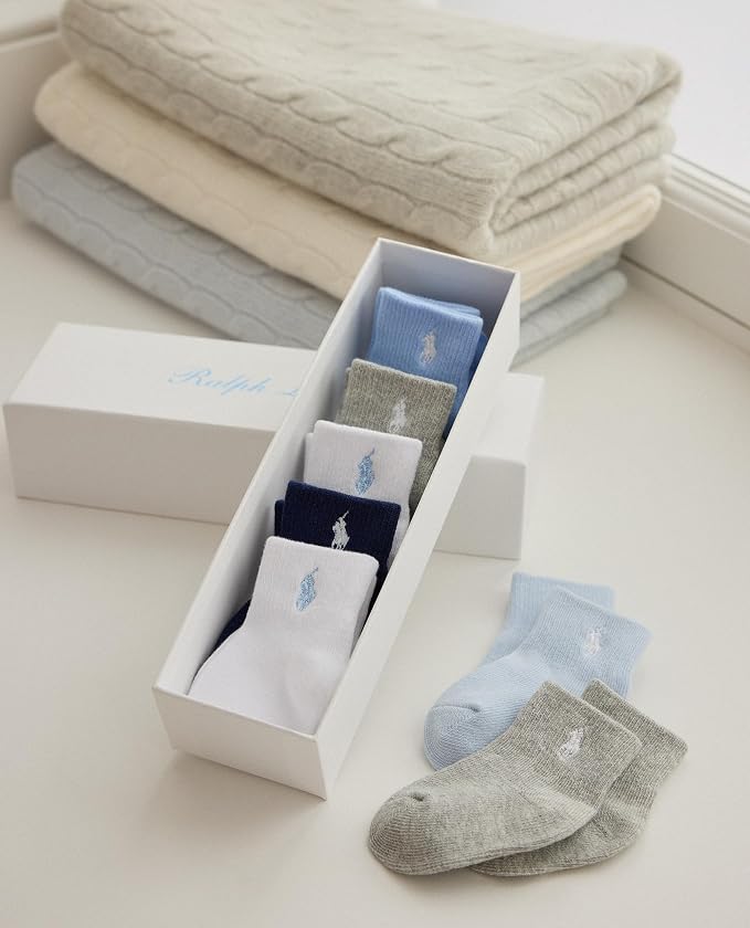 Polo Ralph Lauren Baby’s Classic Sport Ankle Socks, 6 Pair Pack, Soft Stretchy - Image 3