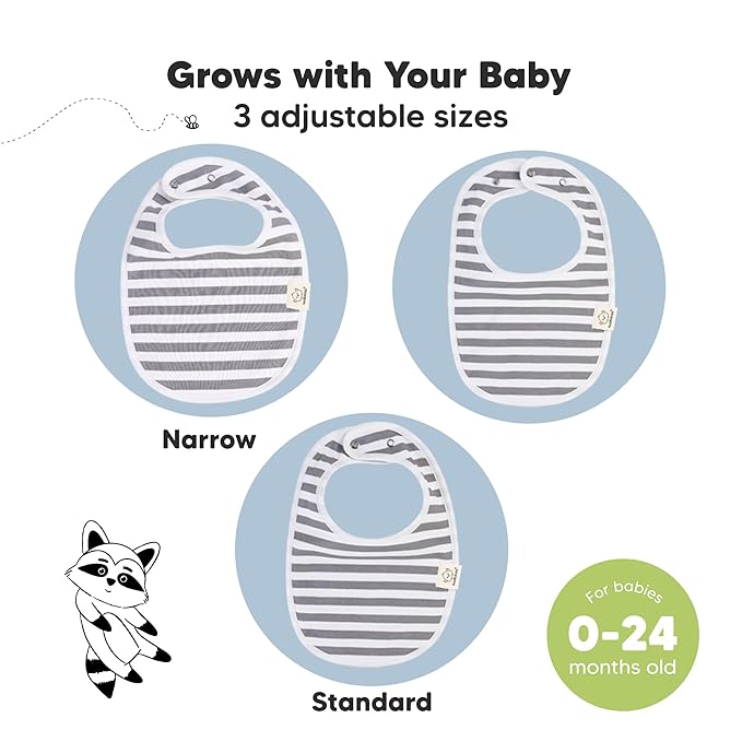 8-Pack Organic Baby Bibs for Boys, Girls - Soft Cotton Drooling and Teething Bibs for Baby Girl & Boy, Extra Absorbent, Easy To Clean & Put On for Toddler, Newborn, Infant 0-24 Months (Grayscape)