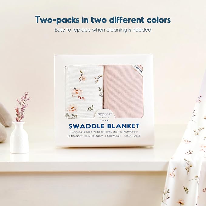 2-Pack Ultra Soft Stretchy Jersey Knit Baby Swaddle Blankets, 33x44 | Snug - Image 6
