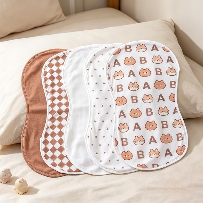 sleepyturtle Pack of 5, Baby Burp Cloths, Soft and Absorbent - Image 2