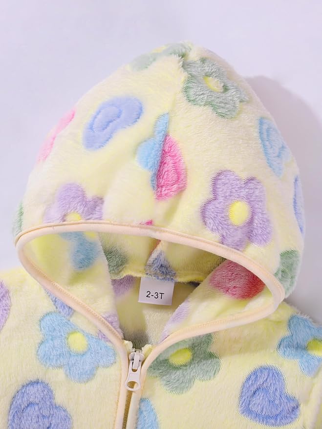 Toddler Baby Girl Fleece Jackets Fall Clothes Hooded Zip Fuzzy Coats - Image 7