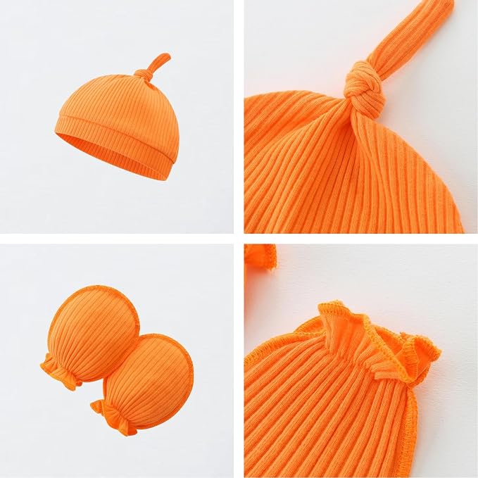 Baby Romper with Baby Mittens & Newborn Hats Footless Long Sleeve - Image 3