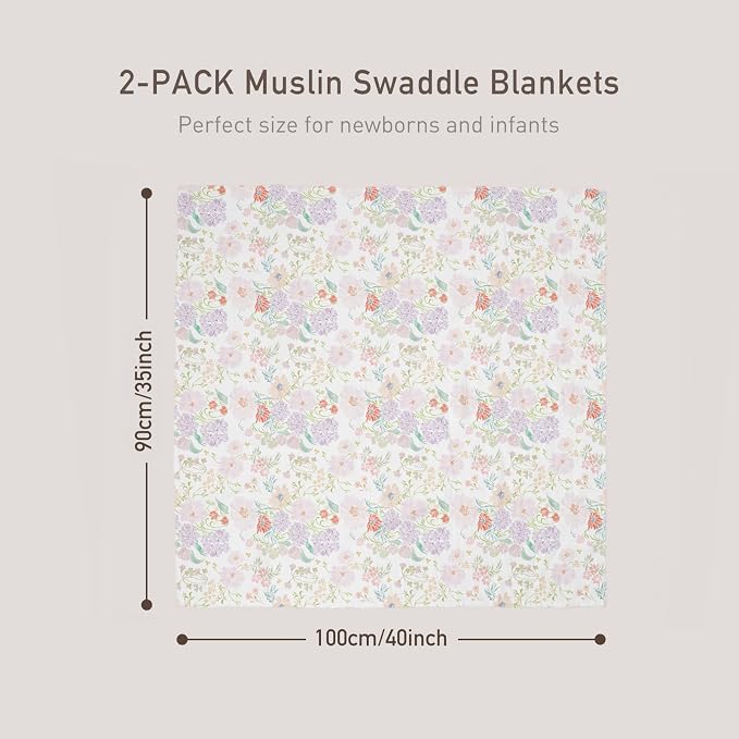GLLQUEN BABY Muslin Swaddle Blankets 2Pk Receiving Blanket Large 35" x 40" | - Image 4