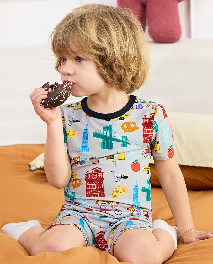 babee Reshinee Bamboo Viscose Toddler Boys Pajamas Set, Short Sleeve Kids - Image 4