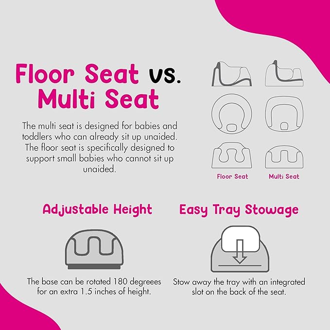 Bumbo 2 Pack 3-in-1 Multi-Seat for 6 to 36 Months, Travel Baby Feeding and Play Floor Seat, All-in-One Portable Booster with Tray & Toddler High Chair, Hemlock